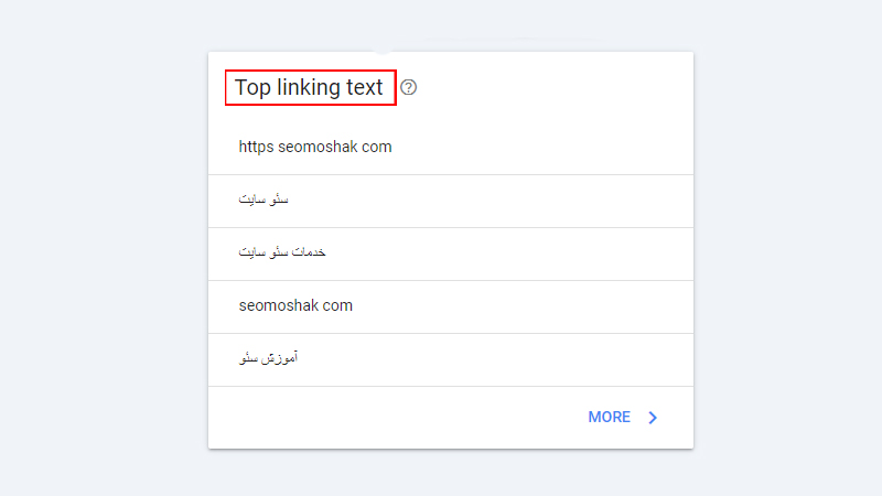 Top linking Text در بخش External Link